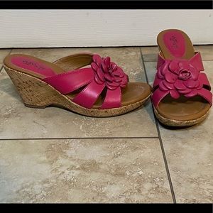 Euro Soft by Sofft Pink Cork Floral Wedges Fairley